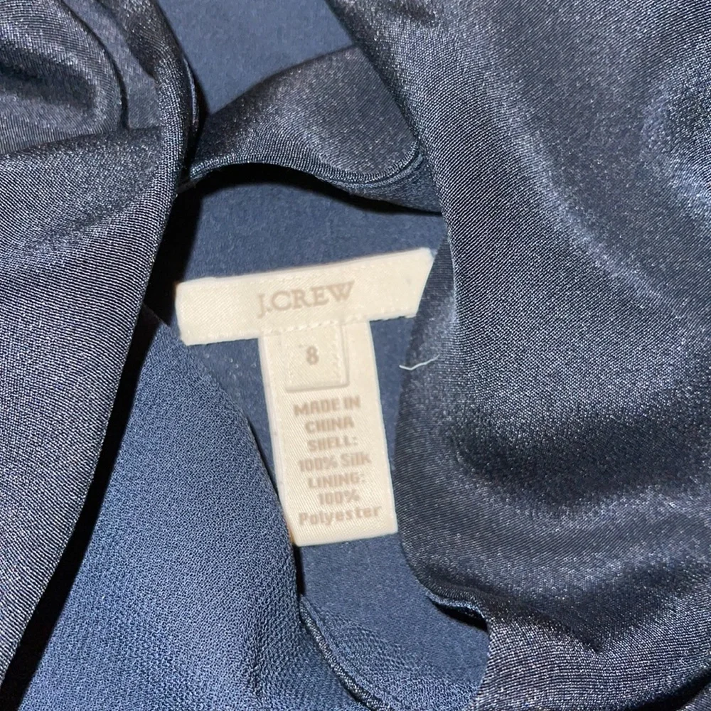 J. Crew 100% Navy Silk Sophia Dress A-Line Sz 8
